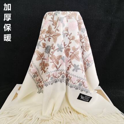 民族风披肩高档刺绣加厚新疆围巾女秋冬保暖百搭旗袍长巾特价爆款