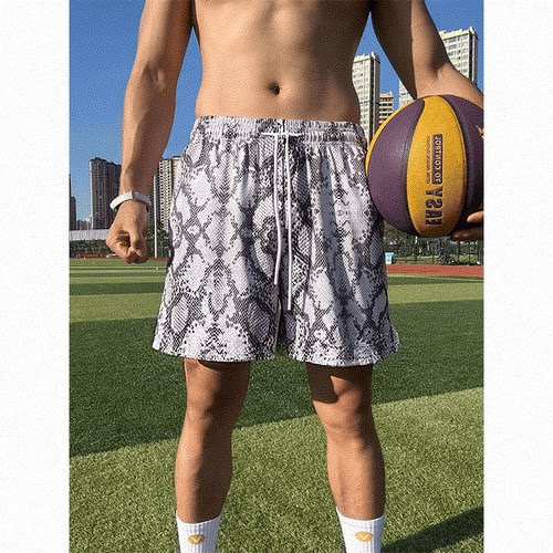 潮牌美式蟒蛇纹理运动短裤夏季外穿跑步篮球健身速干训练裤子三潮