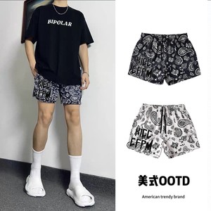 运动美式短裤男生个性黑白潮牌高街不过膝三分裤训练透气速干运动