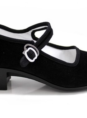 正品老北京布鞋高跟包邮女鞋黑色扣带上班工作鞋一字扣单鞋舞蹈鞋