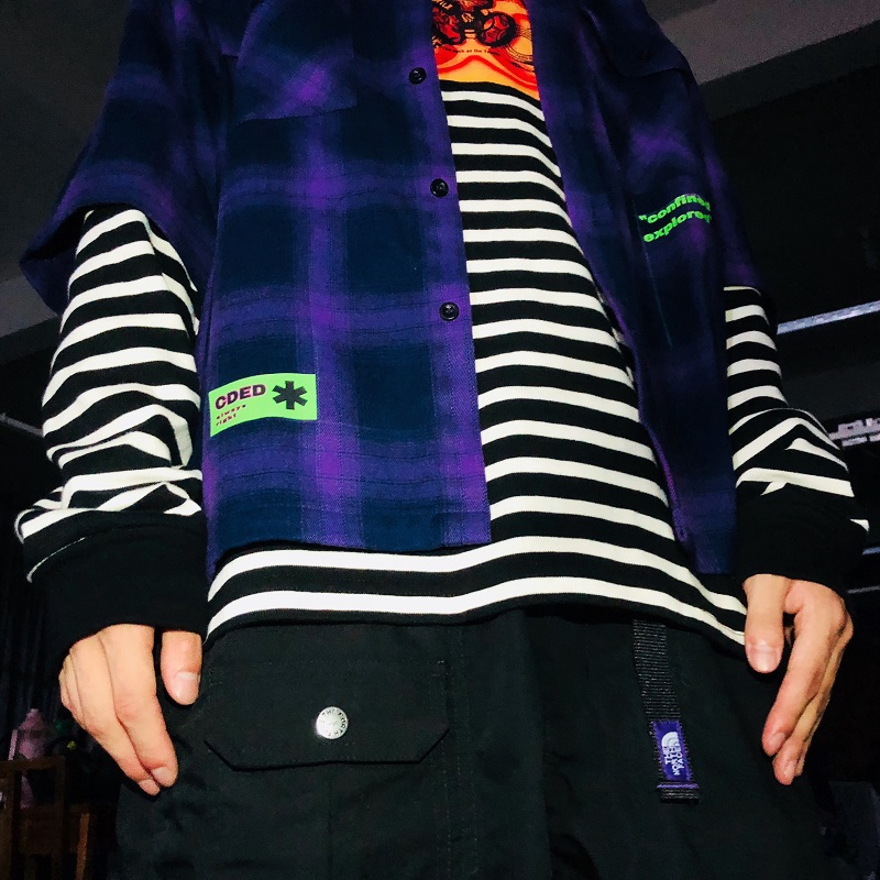 LDQ18a/w×ÏÉ«¸ñ×ÓÓ¡»¨³ÄÉÀÆß·ÖÐäÎû¹þ¹ú³±ÄÐŮͬ¿î