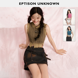 【29/件】EPTISON针织背心吊带女夏季修身短款圆领设计感无袖上衣