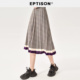 9.9 女百褶半身裙女中长款 件 秋装 复古格纹伞裙 EPTISON新款