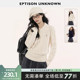 EPTISON毛衣女2025冬季 复古收腰学院少女风翻领针织白色上衣 新款