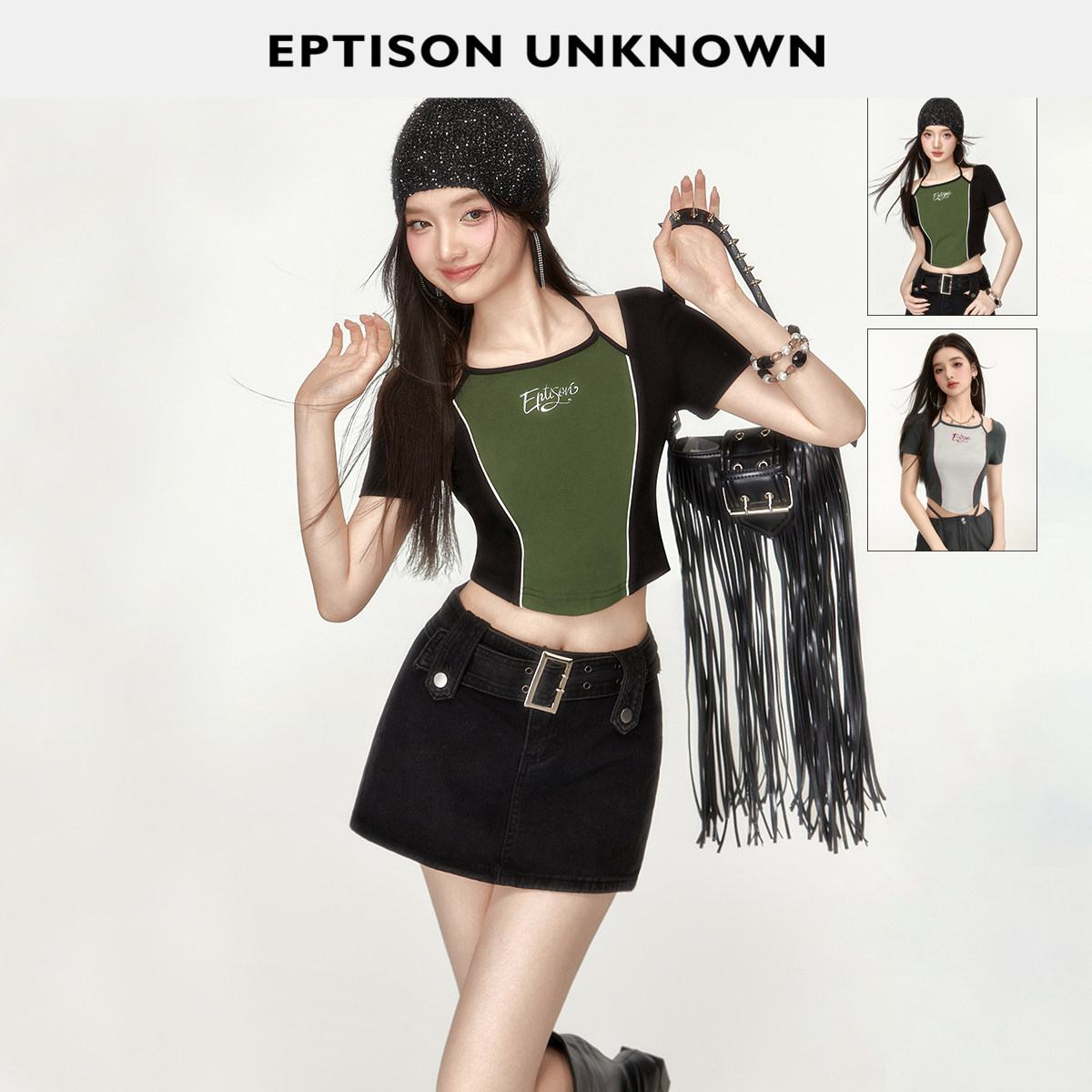 EPTISON美式辣妹短款露肩T恤图片
