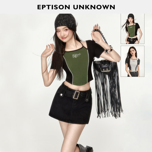 EPTISON美式辣妹短款露肩T恤