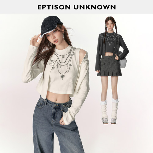 Eptison少女风印花针织两件套