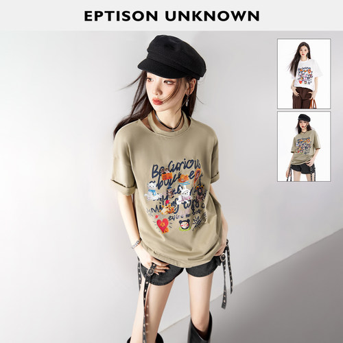 Eptison设计纯棉宽松短袖T恤