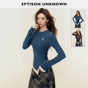 短款 件 2025冬新款 时髦复古打底衫 EPTISON不规则下摆针织衫