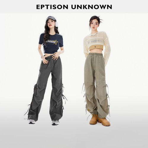 Eptison设计感绑带工装休闲裤