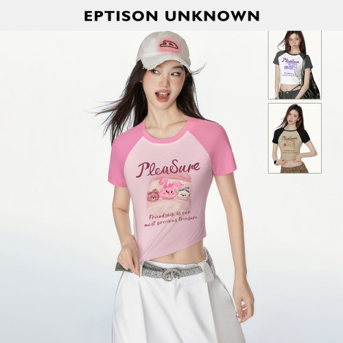 EPTISON短款印花插肩袖T恤