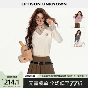 毛衣 EPTISON针织衫 女2025年秋季 新款 复古学院风Polo领假两件短款