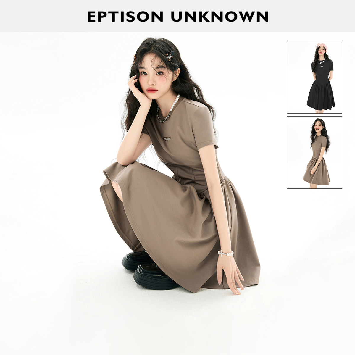 eptison圆领修身短袖连衣裙图片