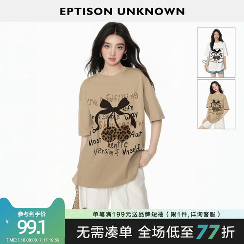 Eptison复古风设计感樱桃T恤