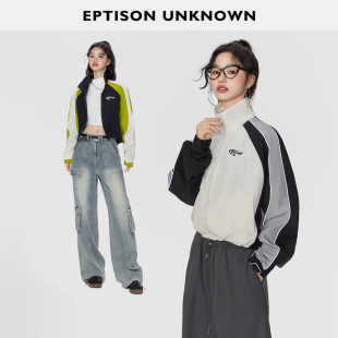 EPTISON外套女秋季 件 新款 学院风复古短款 运动上衣 插肩袖 119