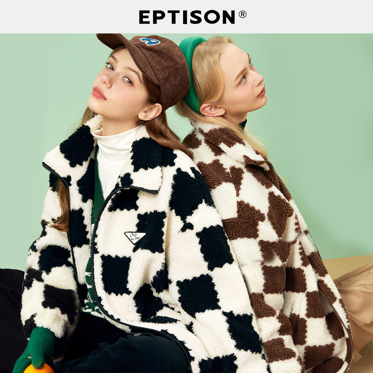 棋盘格 胸口贴标 宽松版型