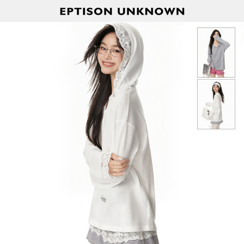Eptison少女风蕾丝拼接T恤