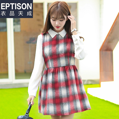 【9.9/件】EPTISON春装女装格纹无袖气质连衣裙中腰气质连衣裙女