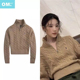 叶舒华同款 上衣 卡其色立领半拉链麻花毛衣女秋冬高级感刺绣针织衫
