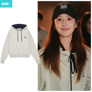 赵露思许我耀眼许妍同款 上衣服秋冬字母刺绣纯棉宽松连帽卫衣女