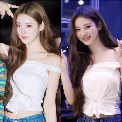 田中杏奈同款不规则露肩吊带显瘦