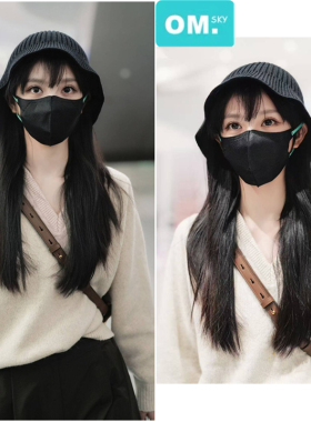 田曦薇明星同款杏色V领毛衣女2026春季新款宽松套头内搭针织上衣