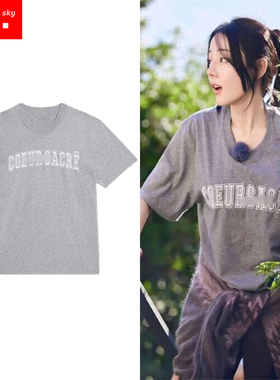 花儿与少年迪丽热巴同款上衣2025春夏字母刺绣休闲百搭短袖t恤女