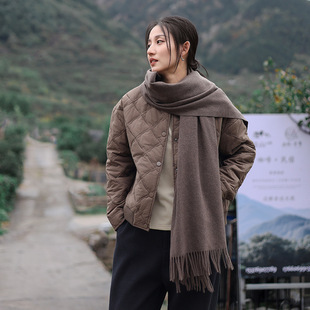 冬新中式立领夹棉加厚外套女菱形格棉服小个子加厚棉衣绗棉棒球服