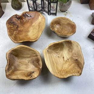 实木果盘客厅水果零食干果盘根雕木质碗大号木盆装饰收纳摆件托盘