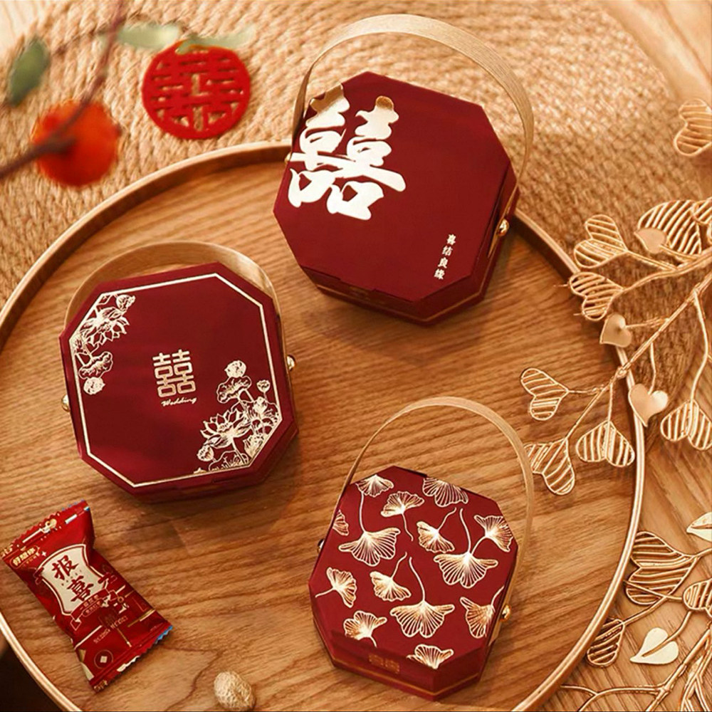 喜糖盒八角结婚糖盒婚礼喜糖礼盒高级感糖果盒包装盒喜糖袋空盒纸