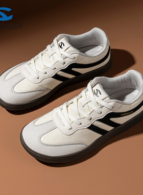 HOBIBEAR德训鞋男士宽楦赤足2025秋季4E宽头T头复古大码软底防滑