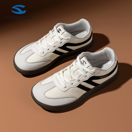 HOBIBEAR德训鞋男士宽楦赤足2025秋季4E宽头T头复古大码软底防滑