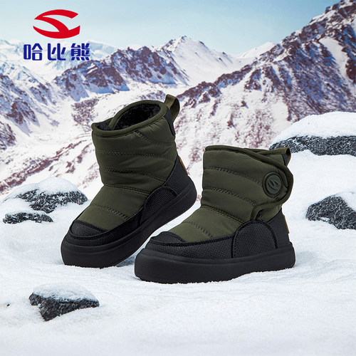 哈比熊大棉雪地靴+加厚防滑+防水