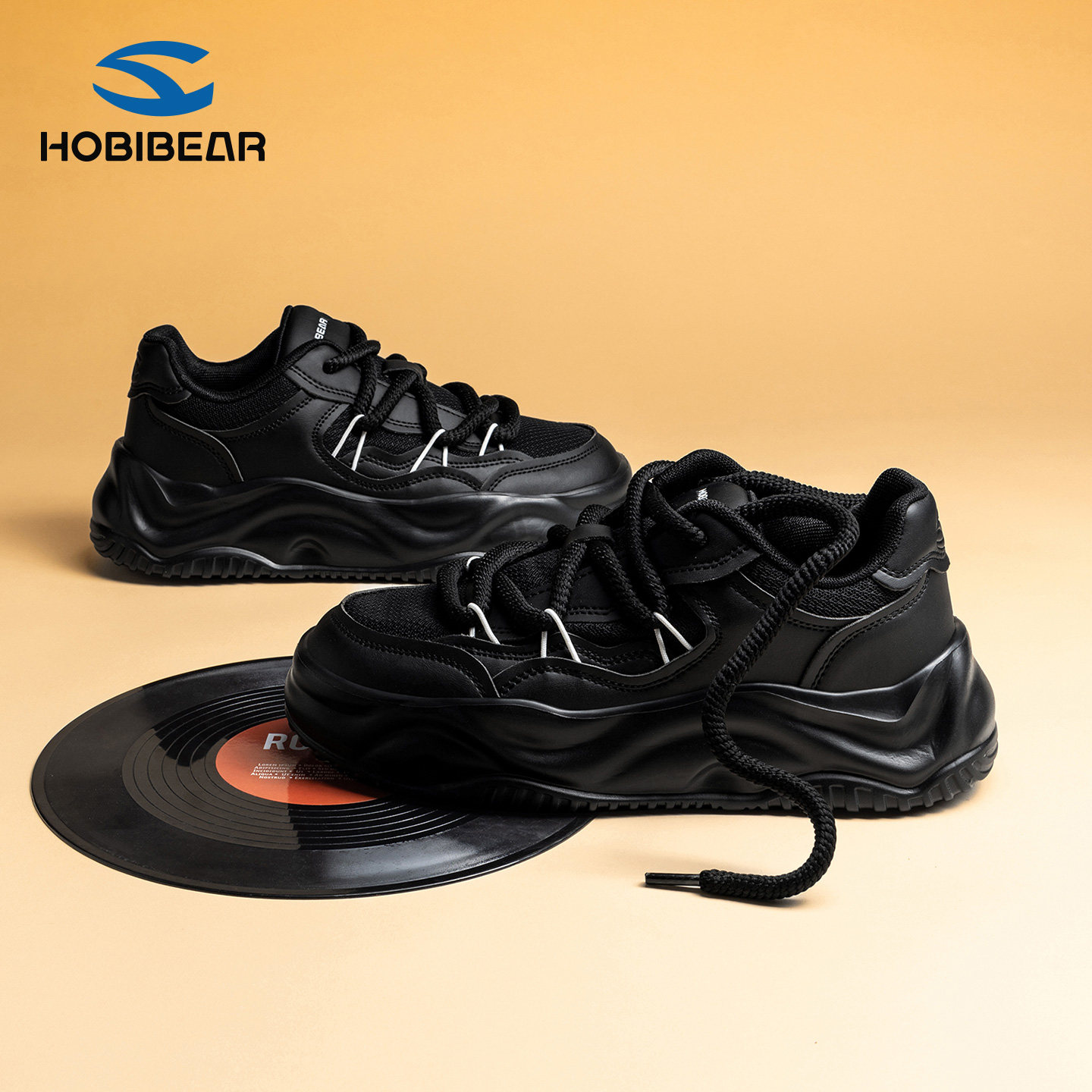 HOBIBEAR男士成人鞋2025秋冬新款舒适增高松糕鞋防滑耐磨