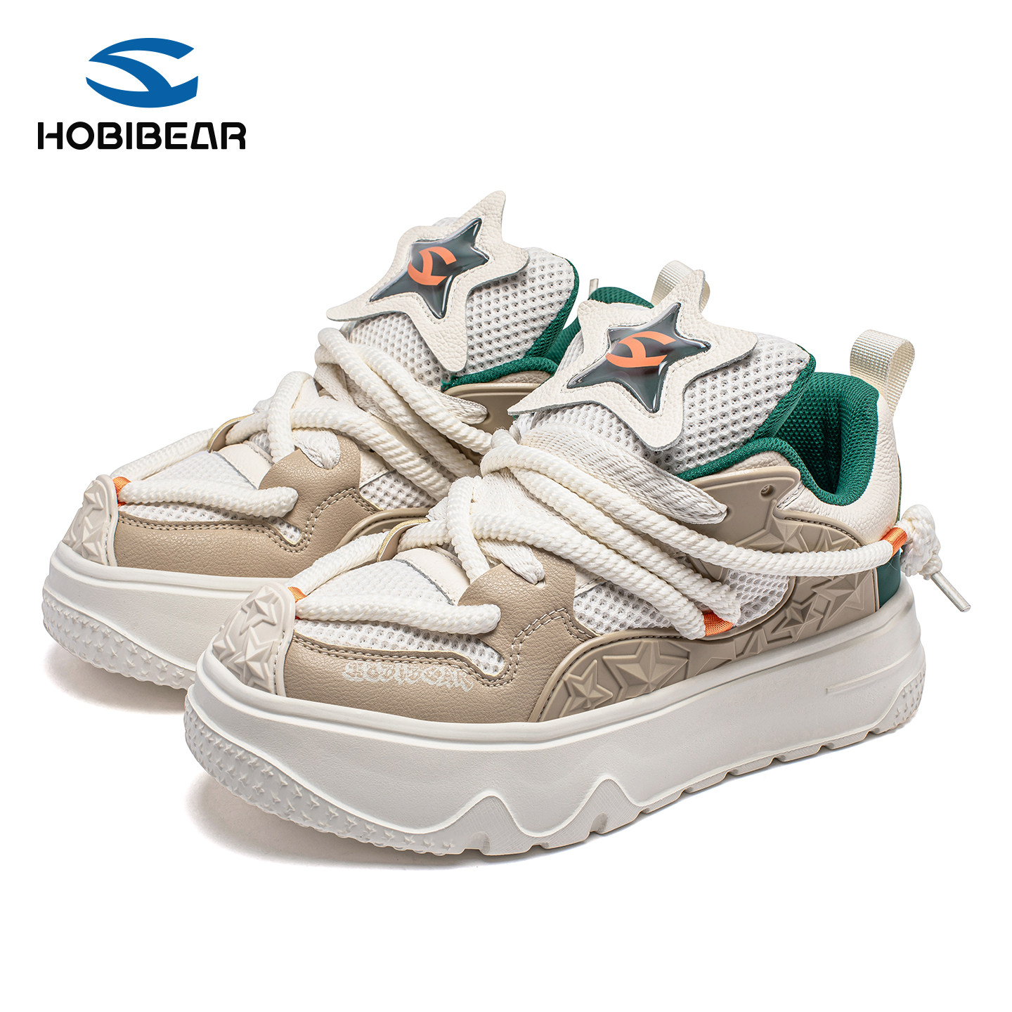HOBIBEAR时尚休闲板鞋2025秋季星星百搭潮流增高鞋舒适防