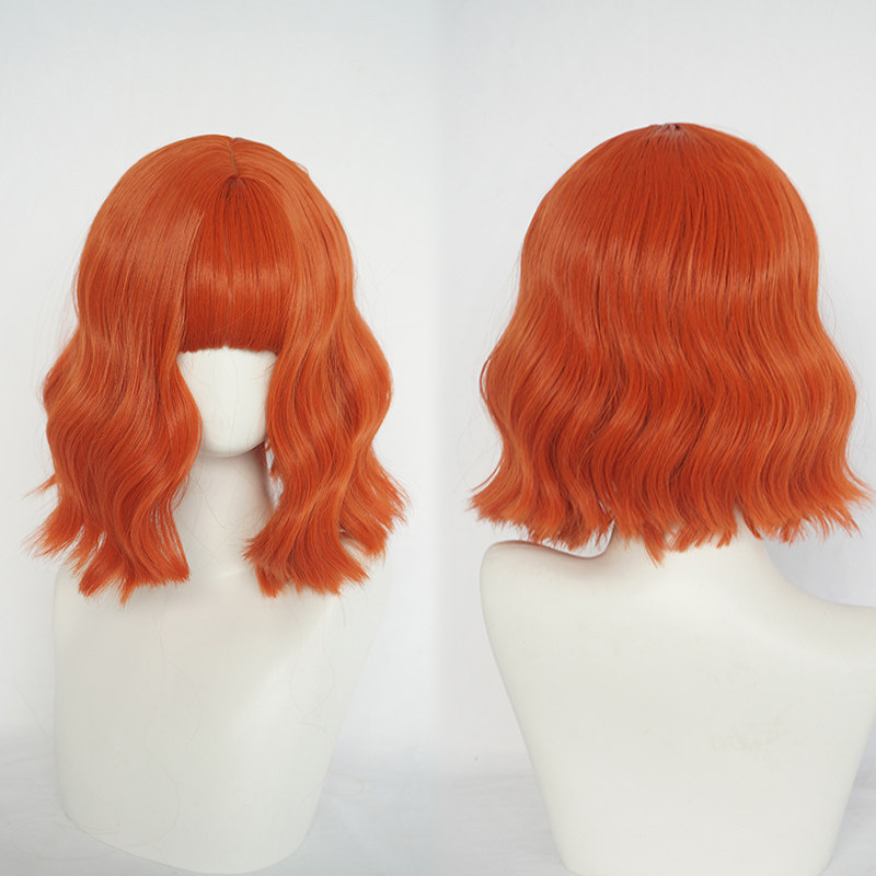 假发女橙色脏橘色桔色蛋卷头短卷发空气刘海蓬松假发套lolita欧美