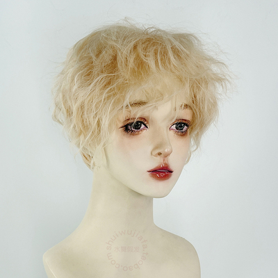 高温丝少年感卷刘海金色短卷毛