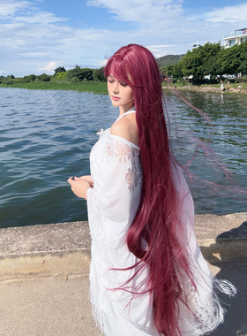 红色超长假发女全头套lolita彩色日常加长红发长直发130cm万用cos