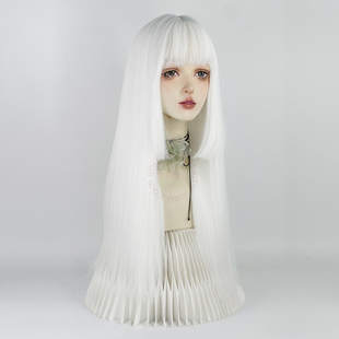 水舞假发女公主切长发一刀切日系白色空气刘海姬发自然仿真二次元