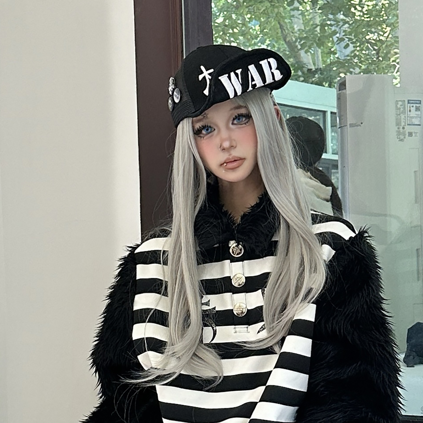 高街造型中分假发长直发