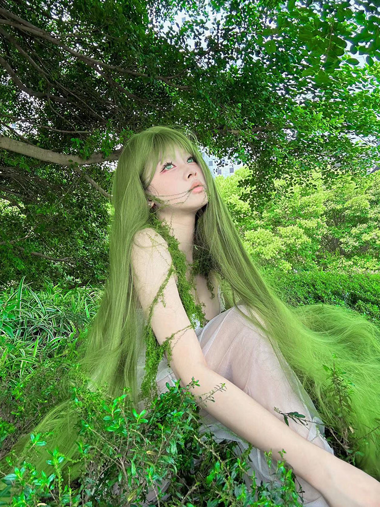 Green Extra-Long 130cm Straight Wig Full Cover - Taobao product photo 4