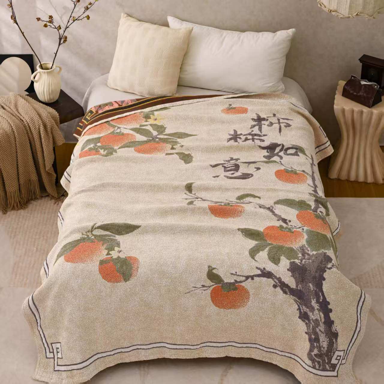 事事如意-1.5/2单人四季纱布床盖毯可铺可盖雨露麻亲肤舒适不掉色,床上用品,床盖,淘宝优惠券,粉丝福利购,淘宝优惠卷