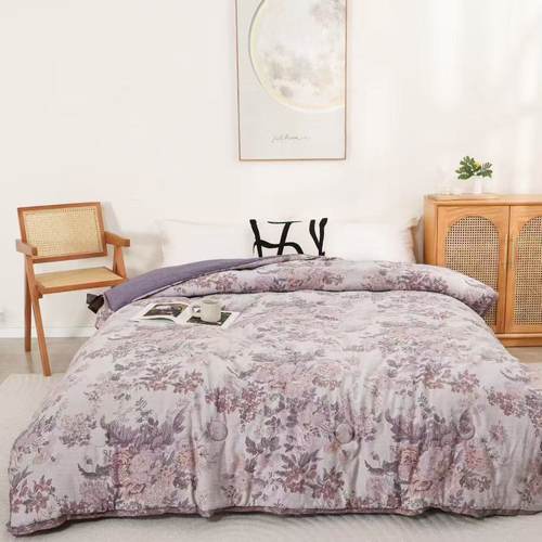 花团紫-2*2.3高奢定制加厚秋冬双人被柔软透气轻盈不压身可水洗
