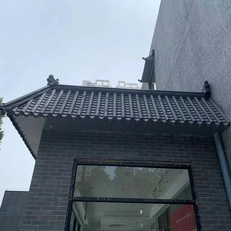 定制104x110加厚拼接大波瓦片仿古树脂新中式屋檐屋顶装饰塑料琉