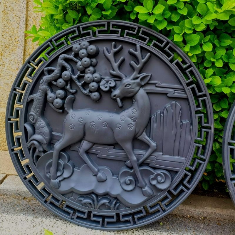 小李家的四合院仿古70cm圓鹿壁掛