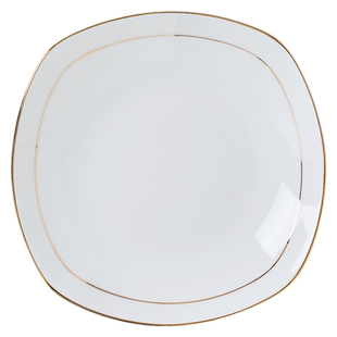 欧式陶瓷盘子 创意金边方形汤盘家用菜盘碟子骨瓷西餐景德镇餐具