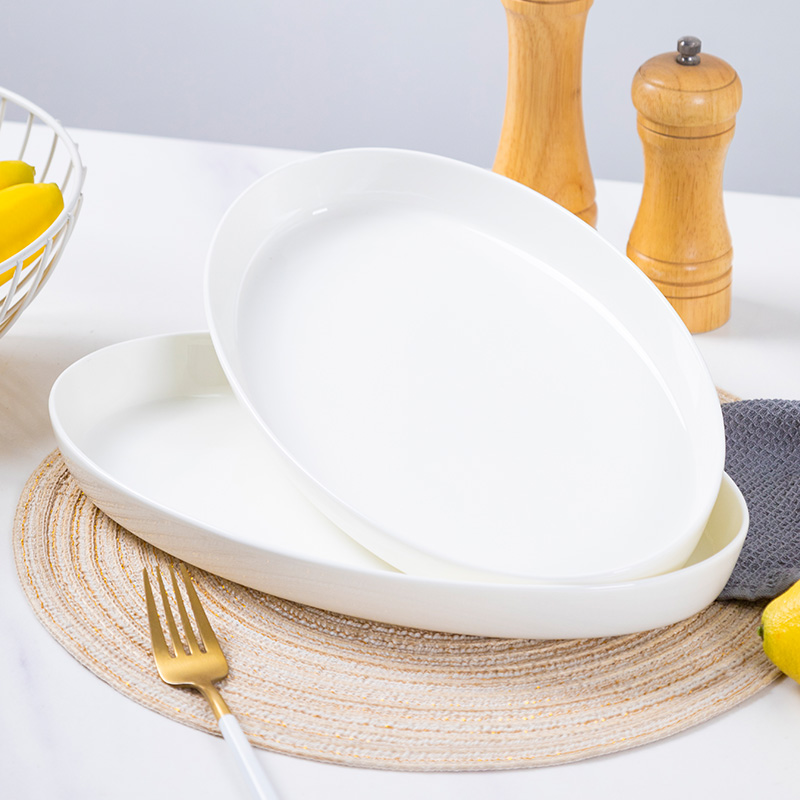 尚韵陶瓷鱼盘骨瓷家用椭圆景德镇