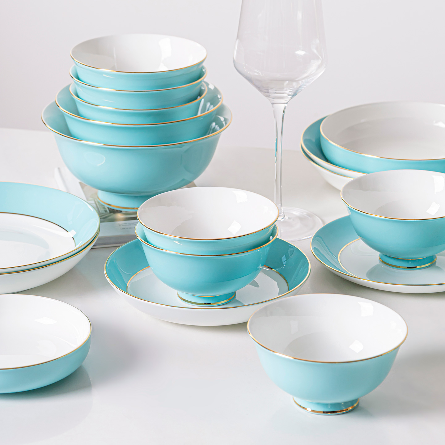 清货价 景德镇骨瓷金边餐具碗盘饭碗圆形菜盘碟子家用陶瓷盘子