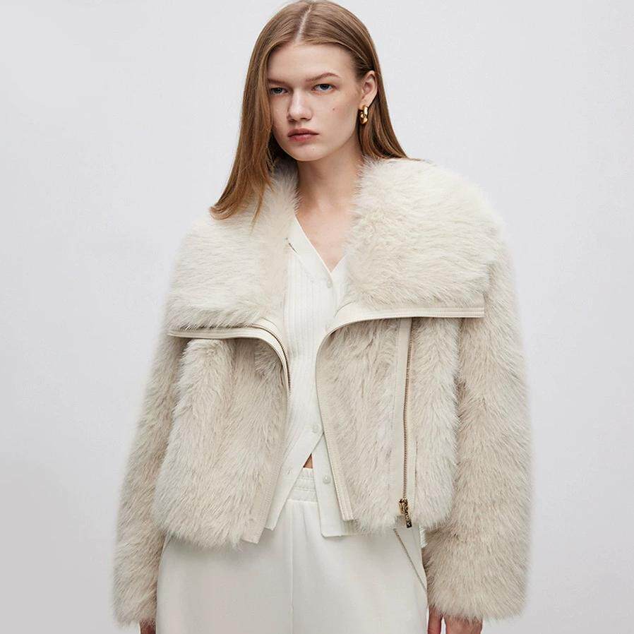 口紫标托斯卡纳卷毛羊皮毛皮草