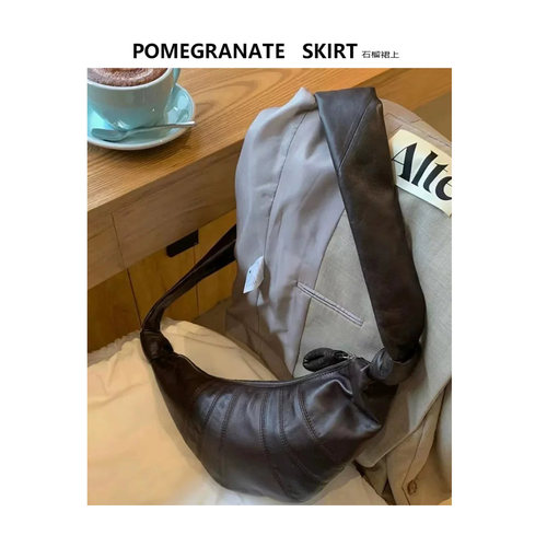 pomegranate skirt小众松弛感 进口小羊皮中性单肩斜挎可颂牛角包